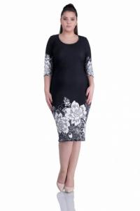 Rochie de zi cu imprimeu floral Anisoara, negru