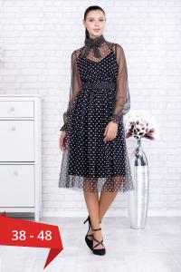 Rochie neagra eleganta cu buline albe Elisabeth