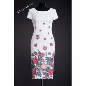 Rochie de ocazie cu imprimeu floral Cristina, alb/rosu