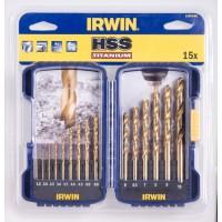 Set burghie cilindrice scurte pentru metal DIN 338 HSS TiN 1,5-10,0 mm 15 piese 10503991 IRWIN