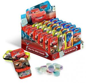 Cars sliding tin with candy