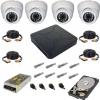 Kit buget 4 camera rezolutie 720p infrarosu 20 m + DVR + HDD 500GB+ Sursa +cablu 40 m +SOFT compatibil cu telefonul, tableta si laptop (PC)