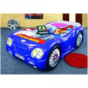 Pat masina copii Sleep Car - Plastiko - Albastru