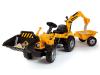 Tractor copii Smoby 033389 Builder Max cu remorca si cupa excavator