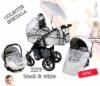 Carucior 3 in 1 adbor zipp black & white