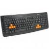 Tastatura Serioux KB-3300, cu fir, US layout, neagra, multimedia ( 21 hotkeys ), 8 orange buttons, USB