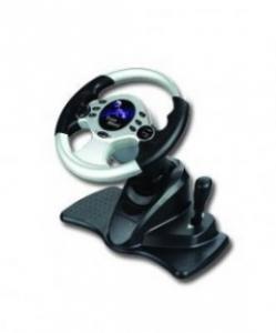 Volan + pedale Gembird Shockforce, USB, Dual vibration, 180 degree free rotation, Digital/Analog, Adjustable steering angle and position, Gear lever,...