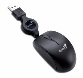 Mouse Genius MicroTraveler, USB, Black, 1200dpi, 3 butoane, cablu retractabil, NB mouse
