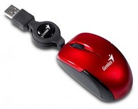 Mouse Genius MicroTraveler, USB, Ruby, 1200dpi, 3 butoane, cabu retractabil, NB mouse