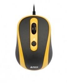 Mouse A4TECH N-250X-3 V-track Padless, USB, Black+Yellow