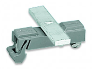 Carrier with grounding foot; parallel to carrier rail; 45 mm long; Cu 10 mm x 3 mm; suitable for 790 Series shield clamping saddles and 791 Series shield clamps