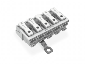 Lighting connector; push-button, external; with screw-type ground contact; LA&acute;-NA&acute;-L-PE-N; 5-pole; Lighting side: for solid conductors; Inst. side: for all conductor types; max. 2.5 mmA&sup2;; Surrounding air temperature: max 85A&deg;C (T85);