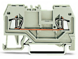 2-conductor through terminal block; 1.5 mmA&sup2;; suitable for Ex e II applications; center marking; for DIN-rail 35 x 15 and 35 x 7.5; CAGE CLAMPA&reg;; 1,50 mmA&sup2;; light gray