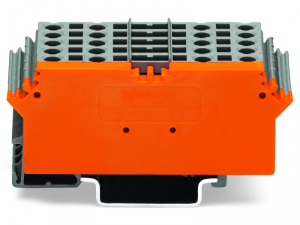 Terminal block for pluggable modules; 10-pole; with 4-conductor terminal blocks; with marker carrier; with orange separator; for DIN-rail 35 x 15 and 35 x 7.5; 2.5 mmA&sup2;; CAGE CLAMPA&reg;; 2,50 mmA&sup2;; gray