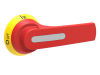 DOOR COUPLING HANDLE FOR GL0160...GL0315. SCREW FIXING. 125MM LEVER LENGTH PISTOL HANDLE - DEFEATABLE (REQ. UL508A). RED/YELLOW. a&#150;&iexcl;10MM