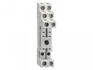 SOCKET FOR RELAY FOR FITTING ON DIN RAIL OR SCREWS, SCREW TERMINALS, CONTACT TERMINALS ALL ON UPPER SIDE