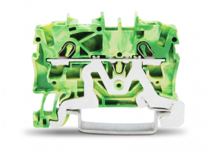 2-conductor ground terminal block; 2.5 mmA&sup2;; suitable for Ex e II applications; side and center marking; for DIN-rail 35 x 15 and 35 x 7.5; Push-in CAGE CLAMPA&reg;; 2,50 mmA&sup2;; green-yellow