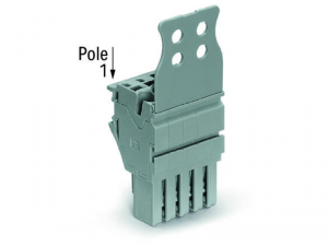 1-conductor female plug; Strain relief plate; 2.5 mmA&sup2;; 4-pole; 2,50 mmA&sup2;; gray