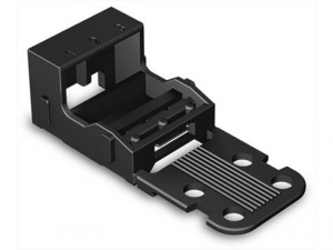 Mounting carrier; for 3-conductor terminal blocks; 221 Series - 4 mmA&sup2;; with snap-in mounting foot for horizontal mounting; black