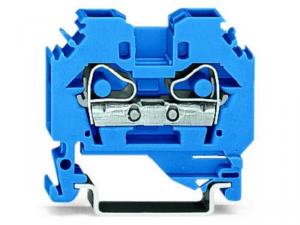 2-conductor through terminal block; 6 mmA&sup2;; suitable for Ex i applications; lateral marker slots; for DIN-rail 35 x 15 and 35 x 7.5; CAGE CLAMPA&reg;; 6,00 mmA&sup2;; blue