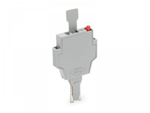 Fuse plug; with pull-tab; for miniature metric fuses 5 x 20 mm and 5 x 25 mm; with blown fuse indication by neon lamp; 230 V; 6 mm wide; gray