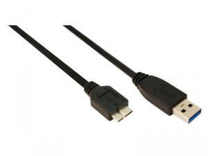 USB 3.0 A-B Micro Cable, A male - Micro B male, Black, 1m