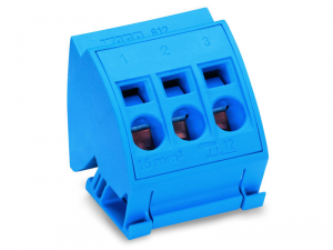 Busbar terminal block; for (10 x 3) mm busbars; 3-pole; without push-buttons; 4 mmA&sup2;; CAGE CLAMPA&reg;; 16,00 mmA&sup2;; blue