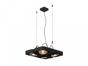 Lampa suspendata, lustra AIXLIGHTA&reg; Pendant GU10, black pendant, four-headed, QR111, square, black, L/W/H 40/36/5 cm, 2x75W max.,