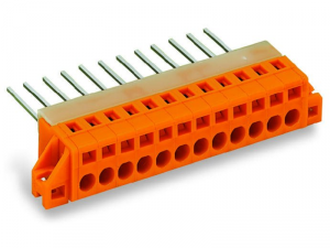 Feedthrough terminal block; Plate thickness: 1.5 mm; 2.5 mmA&sup2;; Pin spacing 5.08 mm; 10-pole; CAGE CLAMPA&reg;; 2,50 mmA&sup2;; orange