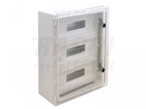 Cutie distributie modulara din mat.plastic, usa transparenta TME504018MT 3A&#151;17 mod, HA&#151;WA&#151;D=500A&#151;400A&#151;175mm, IP65, IK10, 1000V AC/DC