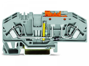 Ground conductor disconnect terminal block; with test option; with orange disconnect link; 120 V; 6 mmA&sup2;; CAGE CLAMPA&reg;; 6,00 mmA&sup2;; gray