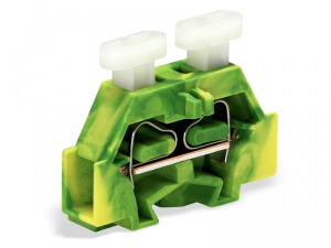 2-conductor terminal block; on both sides with push-button; with fixing flange; for screw or similar mounting types; Fixing hole 3.2 mm A&#152;; 2.5 mmA&sup2;; CAGE CLAMPA&reg;; 2,50 mmA&sup2;; green-yellow