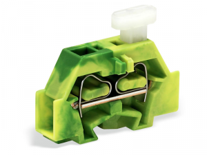 2-conductor terminal block; on one side with push-button; with fixing flange; for screw or similar mounting types; Fixing hole 3.2 mm A&#152;; 2.5 mmA&sup2;; CAGE CLAMPA&reg;; 2,50 mmA&sup2;; green-yellow