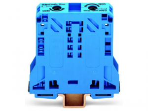 2-conductor through terminal block; 50 mmA&sup2;; lateral marker slots; only for DIN 35 x 15 rail; POWER CAGE CLAMP; 50,00 mmA&sup2;; blue