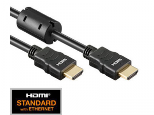 HDMI 1.4 Cable, 2x HDMI19 Typ A male, Ferrit/Gold,Black, 10m