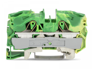 2-conductor ground terminal block; 16 mmA&sup2;; suitable for Ex e II applications; side and center marking; for DIN-rail 35 x 15 and 35 x 7.5; Push-in CAGE CLAMPA&reg;; 16,00 mmA&sup2;; green-yellow