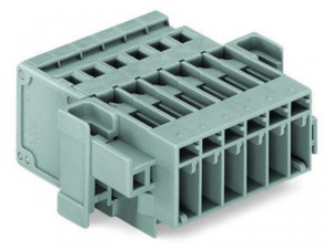 1-conductor male connector; Feedthrough flange; 4 mmA&sup2;; Pin spacing 5 mm; 9-pole; 4,00 mmA&sup2;; gray