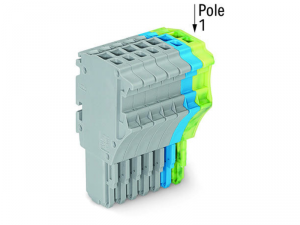 1-conductor female plug; 1.5 mmA&sup2;; 8-pole; 1,50 mmA&sup2;; gray, blue, green-yellow