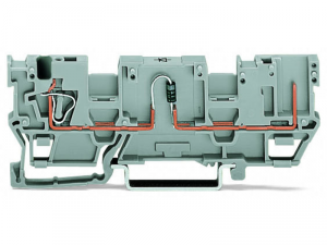 1-conductor/1-pin component carrier terminal block; with 2 jumper positions; with diode 1N4007; anode, right side; for DIN-rail 35 x 15 and 35 x 7.5; 4 mmA&sup2;; CAGE CLAMPA&reg;; 4,00 mmA&sup2;; gray