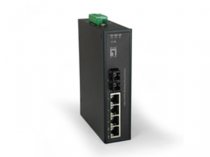 Switch 4xRJ45 (PoE+) + 1xSC MM, 126W, pentru sina DIN