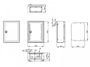 Cofret metal o usa IP65 400x300x155 mm