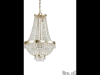 Candelabru cu margele din cristal si elemente decorative octogonale 6x40W Auriu