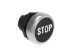 Push buton , diametru, WITH SYMBOL A&#152;22MM PLATINUM SERIES, FLUSH, STOP / BLACK