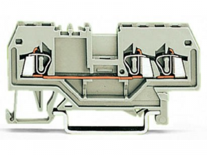 3-conductor through terminal block; 1.5 mmA&sup2;; suitable for Ex e II applications; center marking; for DIN-rail 35 x 15 and 35 x 7.5; CAGE CLAMPA&reg;; 1,50 mmA&sup2;; light gray