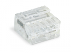 MICRO PUSH WIREA&reg; connector for junction boxes; for solid conductors; 0.8 mm A&#152;; 4-conductor; transparent housing; light gray cover; Surrounding air temperature: max 60A&deg;C; transparent