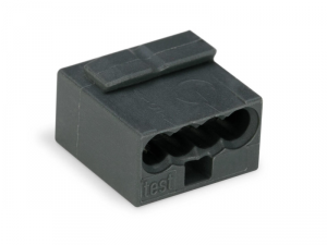 MICRO PUSH WIREA&reg; connector for junction boxes; for solid conductors; 0.8 mm A&#152;; 4-conductor; dark gray housing; light gray cover; Surrounding air temperature: max 60A&deg;C; 0,80 mmA&sup2;; dark gray