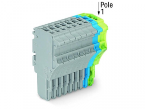 1-conductor female plug; 1.5 mmA&sup2;; 10-pole; 1,50 mmA&sup2;; gray, blue, green-yellow