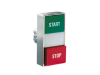 Buton dublu, diametru, WHITE INDICATOR, A&#152;22MM 8LM METAL SERIES, 1 EXTENDED AND 1 FLUSH PUSH BUTTONS. BOTH diametru, GREEN -Rosu/ I - 0