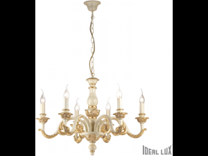 Candelabru Giglio, 6 becuri, dulie E14, D:700 mm, H:660/1200 mm, Auriu