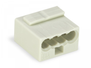 MICRO PUSH WIREA&reg; connector for junction boxes; for solid conductors; 0.8 mm A&#152;; 4-conductor; light gray housing; light gray cover; Surrounding air temperature: max 60A&deg;C; light gray